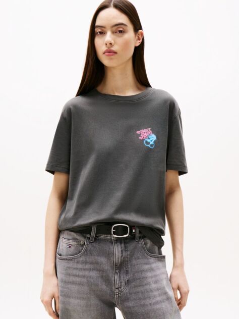 Black Relaxed Neon T-Shirt  Women