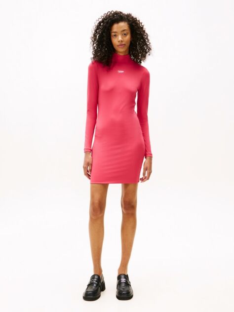 Pink Jersey Long Sleeve Mini Bodycon Dress  Women