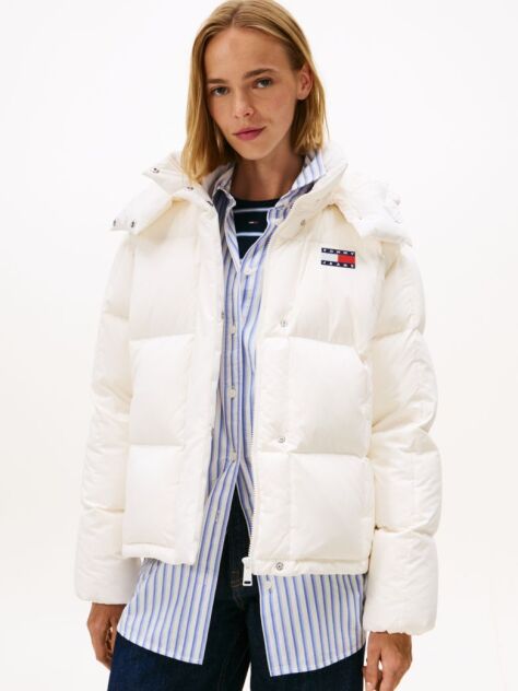 White Down Hooded Alaska Puffer Jacket  Women