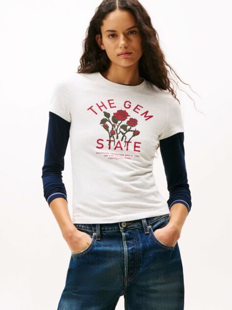Grey Graphic Slim T-Shirt  Women