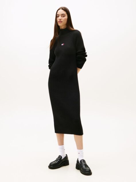 Black Tommy Badge Maxi Jumper Dress  Women
