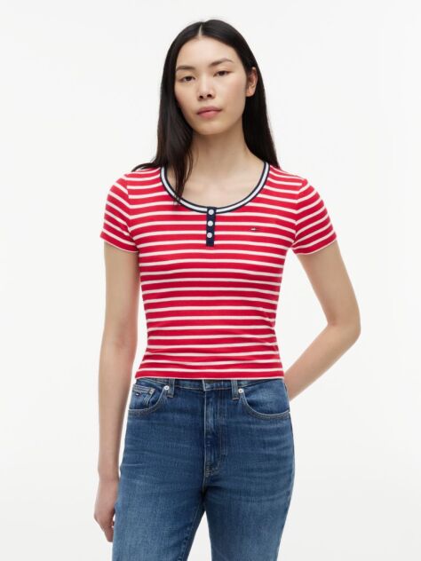 Multi Henley T-Shirt Σε Στενή Γραμμή  Γυναίκες