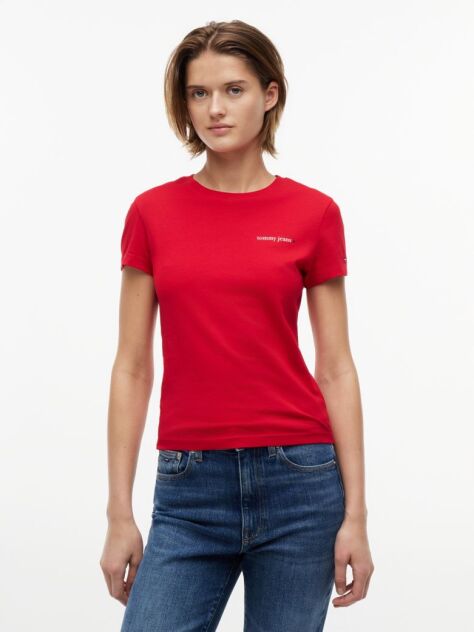 Κόκκινο T-Shirt Jersey Σε Στενή Γραμμή  Γυναίκες