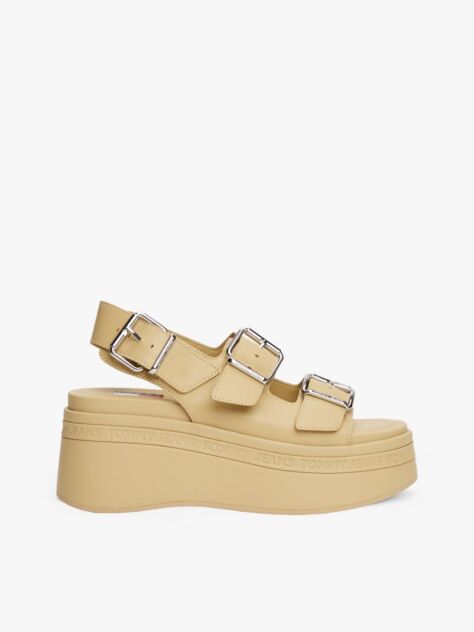 Beige Leather Platform Sandals  Women