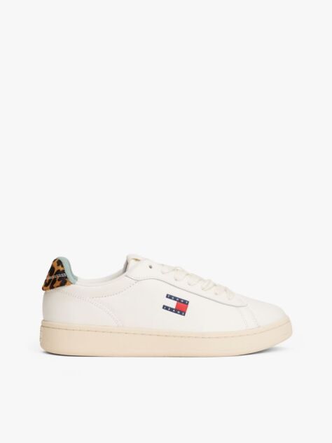 Beige Archive Court Leopard Print Heel Trainers  Women