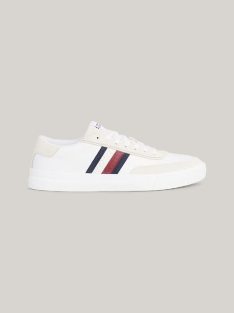 White Leather Signature Tape Trainers  Men