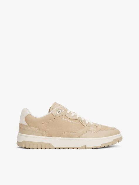 Μπεζ Δερμάτινα Sneakers Με Μίξη Υφών  Άνδρες