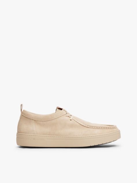 Beige Suede Moc Toe Lightweight Shoes  Men