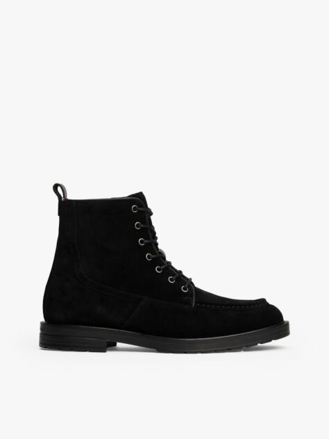Black Cleat Suede Moc Toe Boots  Men