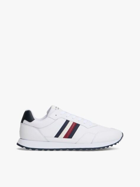 White Signature Tape Cleat Trainers With Leather  Men
