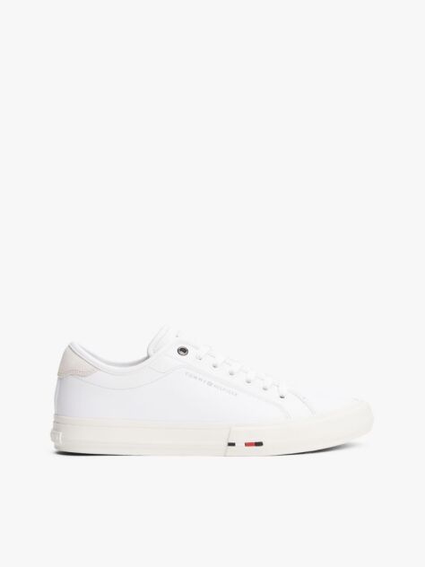 White Leather Signature Trainers  Men