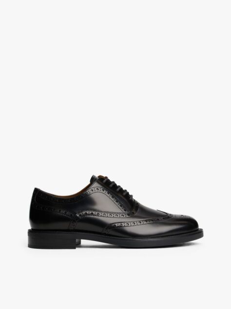 Black Leather Lace-Up Brogue Shoes  Men