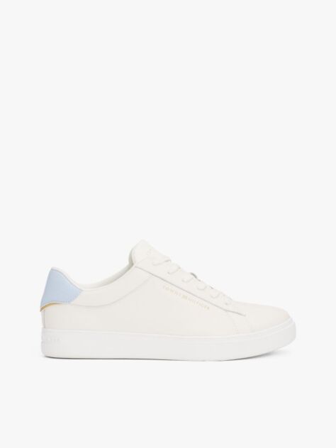 Άσπρο Essential Δερμάτινα Sneakers Με Μεταλλικές Λεπτομέρειες  Γυναίκες