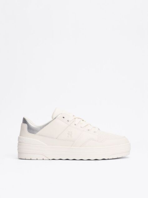 Μπεζ Δερμάτινα Sneakers Με Colour-Blocked Σχέδιο  Γυναίκες