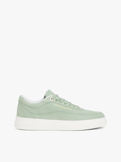 Πράσινο Δερμάτινα Sneakers Με Μεταλλικό Λογότυπο  Γυναίκες