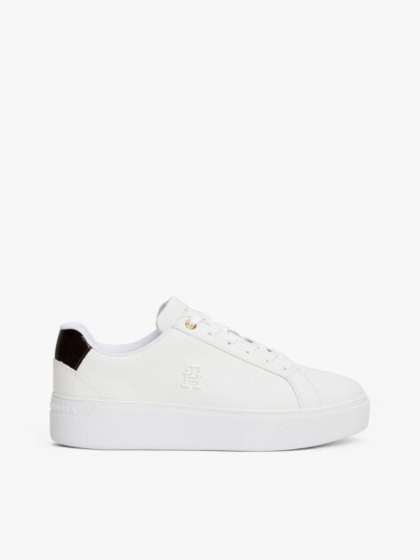 Άσπρο Δερμάτινα Sneakers Με Πάτο Flatform  Γυναίκες