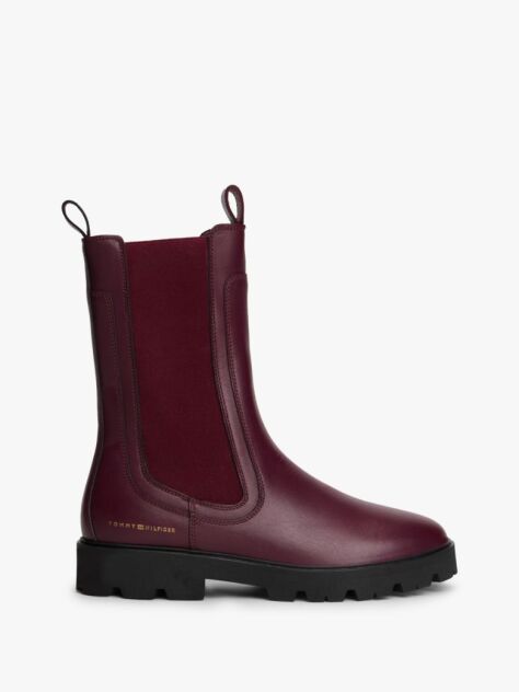 Brown Leather Cleat Mid Chelsea Boots  Women