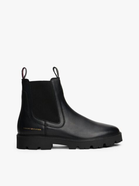 Black Leather Chelsea Boots  Women
