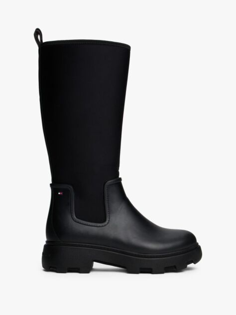 Black Warm Lined Cleat Rain Boots  Women