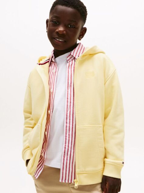 Yellow Tonal Flag Embroidery Zip-Thru Hoody  Boys