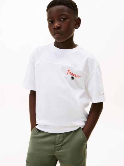 White Seasonal Texture Print Short Sleeve Tee  Boys