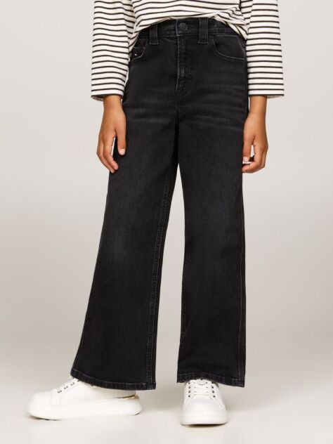 Black Wide Leg Black Faded Jeans  Girls