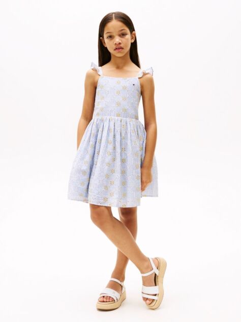 Multi Stripe Broderie Anglaise Sleeveless Dress  Girls