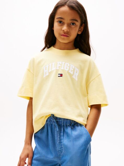 Yellow Varsity Logo Mélange T-Shirt  Girls