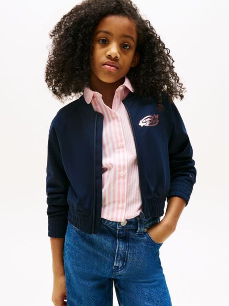 Blue Interlock Panel Zip Through  Girls