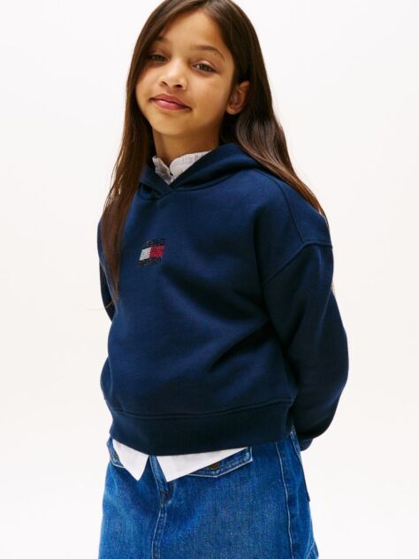 Blue Diamanté Flag Relaxed Fleece Hoody  Girls