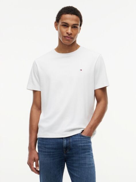 Άσπρο Interlock Πλεκτό T-Shirt  Άνδρες