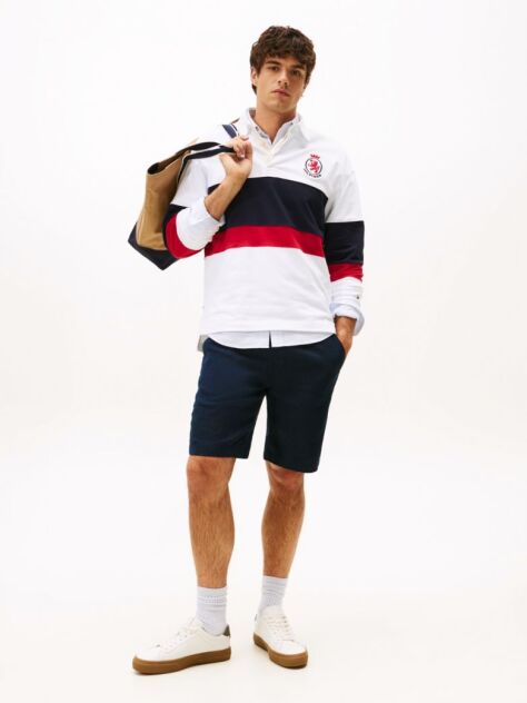 Blue Harlem Linen Blend Relaxed Bermuda Shorts  Men