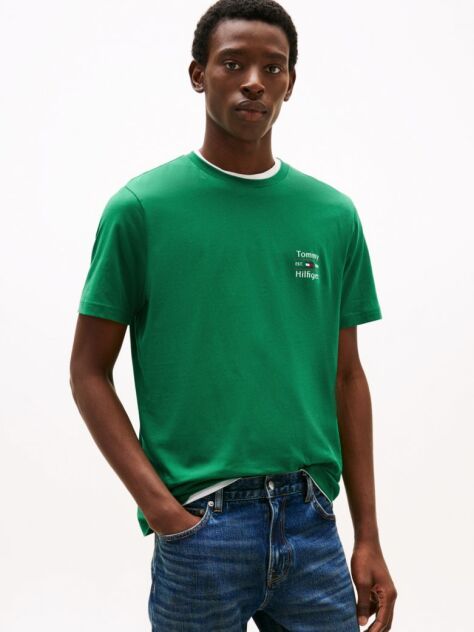 Πράσινο T-Shirt Με Λογότυπο Και Κανονική Λαιμόκοψη  Άνδρες