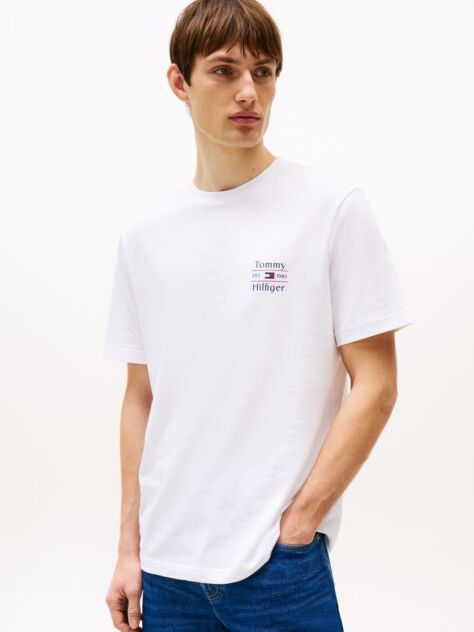 White Logo Crew Neck T-Shirt  Men