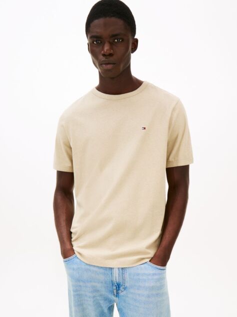 Beige Flag Embroidery T-Shirt  Men