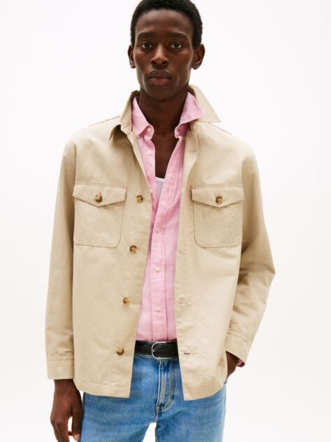 Beige Smart Casual Performance Shirt Jacket  Men