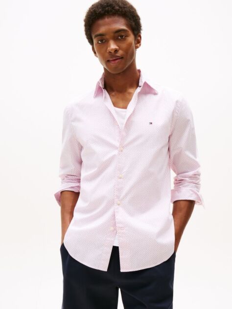 Pink Flex Poplin Mini Print Shirt  Men