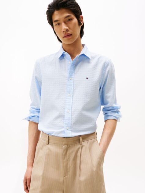 Blue Regular Fit Dobby Shirt  Men