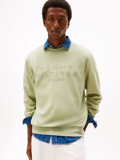 Green Nylon Applique Intechno Crew Sweatshirt  Men