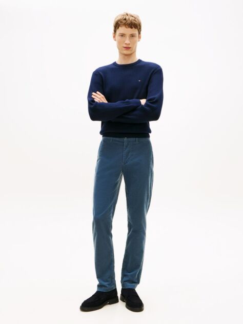 Blue Denton Straight Corduroy Chinos  Men