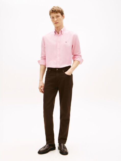 Brown Denton Washed Straight Jeans  Men