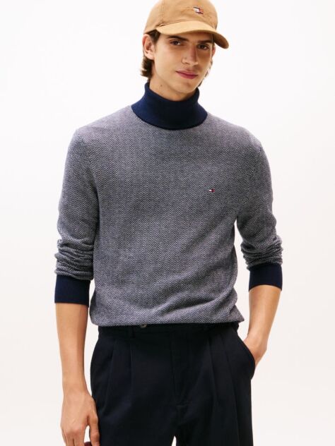 Multi Pima Cotton Roll Neck Sweater  Men