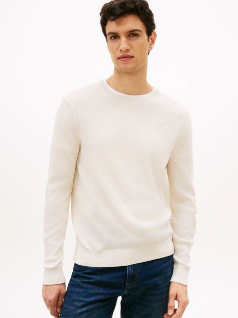 Beige Smart Casual Thermoregulating Rib-Knit Jumper  Men
