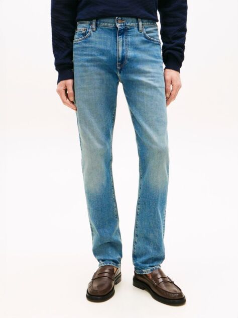 Blue Denton Faded Slim Straight Leg Jeans  Men