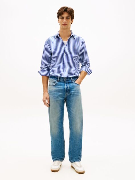 Blue Dover Whiskered Selvedge Regular Straight Leg Jeans  Men