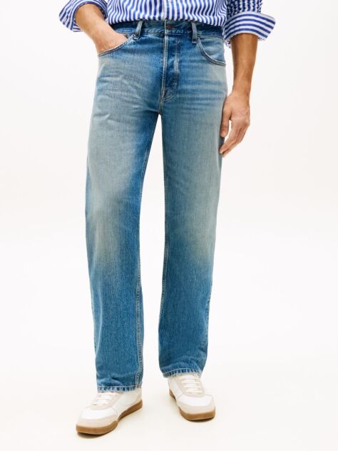 Blue Dover Whiskered Selvedge Regular Straight Leg Jeans  Men
