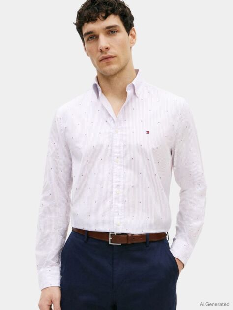 Blue Hilfiger Pinstripe Regular Fit Flex Poplin Shirt  Men
