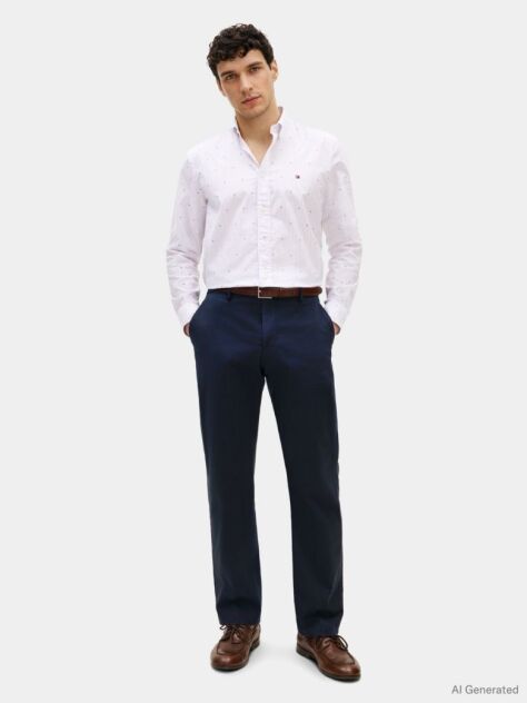 Blue Hilfiger Pinstripe Regular Fit Flex Poplin Shirt  Men