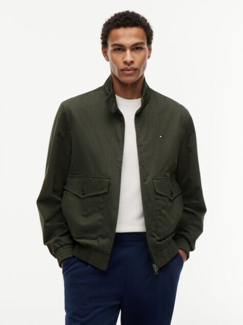 Green Logo Patch Zip-Thru Harrington Jacket  Men