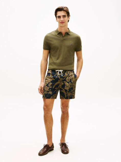 Multi Dover Pure Linen Print 6" Inseam Chino Bermuda Shorts  Men